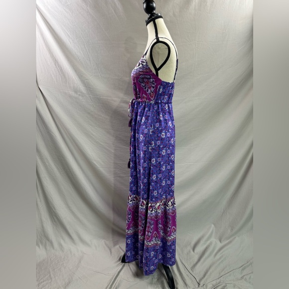 Boho Floral Print Belted Cami Dress Purple - Picture 6 of 7
